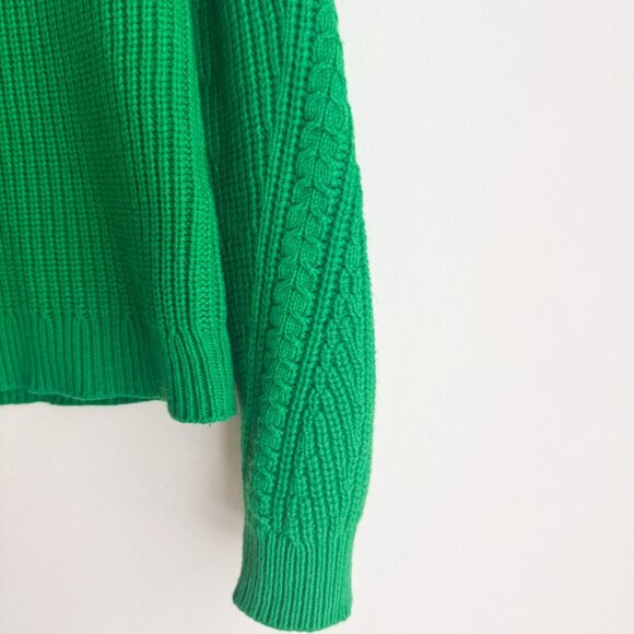 Sézane Bright Green Chunky Knit Cropped Sweater XXS - Picture 6 of 8
